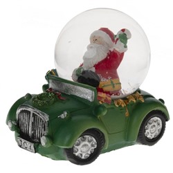 Фигурка декор в стекл шаре "Дед Мороз на машине", D 4.5 см, L7,5 W5 H7 см