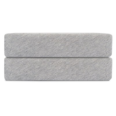 Простыня на резинке из хлопкового трикотажа серого цвета из коллекции Essential, 180х200х30 см