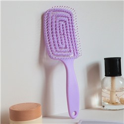Расческа для волос массажная спиральная пружинистая для легкого расчесывания. СИРЕНЕВАЯ