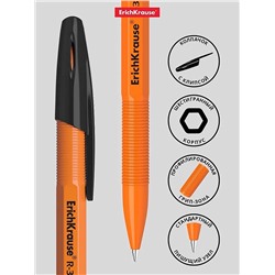Ручка шариковая ErichKrause R-301 Orange Stick, узел 0.7 мм, чернила чёрные, длина линии письма 2000 метров, штрихкод на ручке