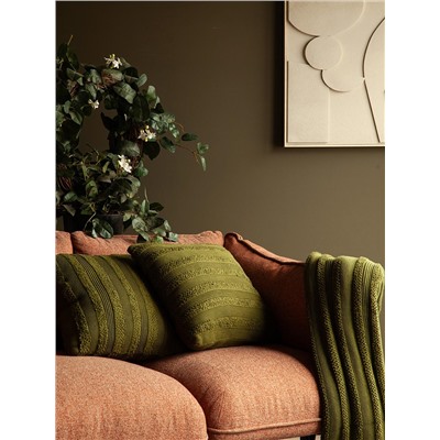 Подушка из хлопка с буклированной вязкой оливкового цвета из коллекции Essential, 45х45 см