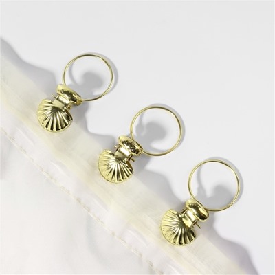 Кольцо для карниза, с зажимом «Ракушка», d = 32/36 мм, 20 шт., цвет золотой