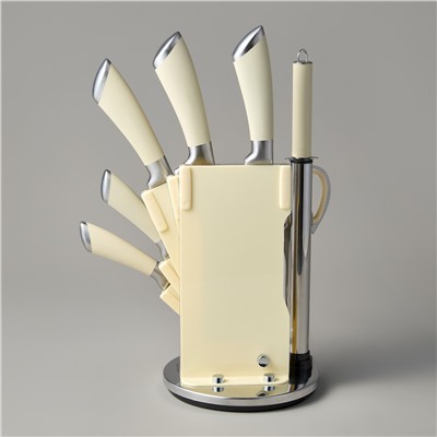 НАБОР НОЖЕЙ AGNESS НЖС  НА ПЛАСТИКОВОЙ ВРАЩАЮЩЕЙСЯ ПОДСТАВКЕ 8 ПР. (КОР=6НАБОР.)