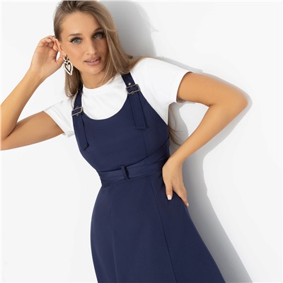 Сарафан с регулируемыми лямками, Смелее, чем вчера (синий, с поясом)