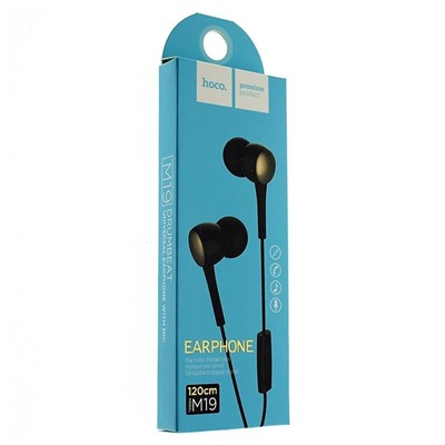 Гарнитура Hoco M19 Earphone с микрофоном черные 1.2 м