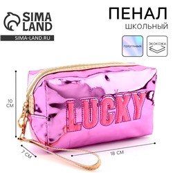 Пенал школьный Lucky, иск. кожа, 18×10×7 см, фиолетовый