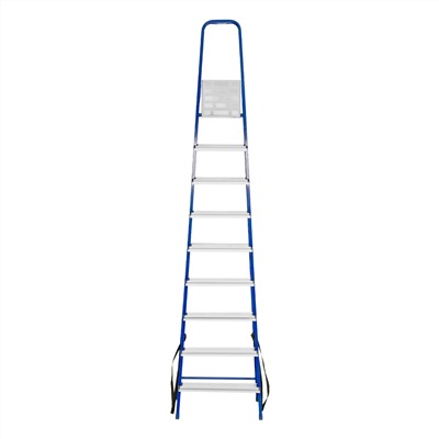 Стремянка, 9 ступеней, стальной профиль, алюминиевые ступени Сибртех