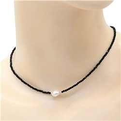 Чокер с жемчугом из шпинели черной шарик граненый 2мм, 38см