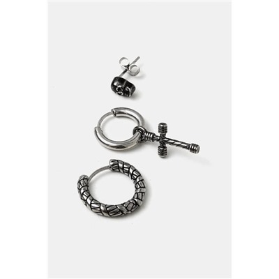 Kolczyki męskie ze stali nierdzewnej (3-pack), kolor srebrny RS25.AUM501