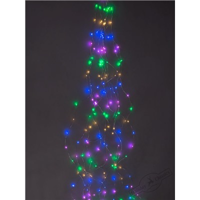 Электрогирлянда "Хвост кометы" 500 разноцветных мини-LED огней, серебряный провод, 10 нитей, с адаптером DC5V-1A, 5 м