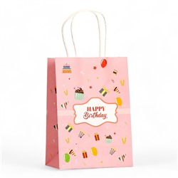 Пакет крафт "День Рождение" 120г/м 15 х 8 х 21 см