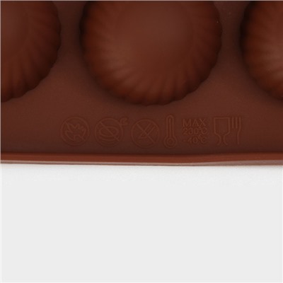 Форма для конфет и шоколада Доляна «Шарики», силикон, 20.5×10.2 см, 15 ячеек (d=2.8 см), коричневая