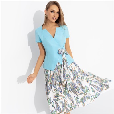 Костюм с юбкой комбинированный, Актуально сегодня (2 в 1, голубой)