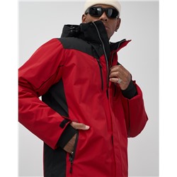 Горнолыжная куртка мужская зимняя красного цвета 7611Kr