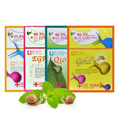 Talent Cosmetic SUNWOO COSME Патч для глаз + Маска для лица с экстрактом муцина улитки (5 шт)