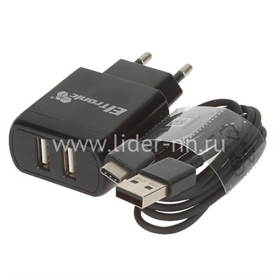 СЗУ ELTRONIC FASTER Type-C (2100 mAh/2 USB) в коробке (черный)