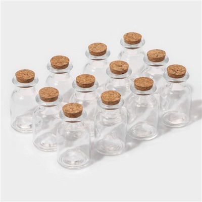 Набор баночек для специй Доляна «Парфе», 40 мл, 4×6.6 см, с пробковой крышкой, 12 шт., стекло