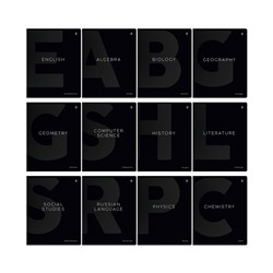 Комплект (12 шт.) предметных тетрадей 48л. Greenwich Line "Сolor black", "софт-тач" ламинация, выборочный УФ-лак, 70г/м2