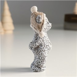 Фигурка полистоун «Мишка в шапке-ушанке, стоит», 4.5×4×10.5 см, серый, МИКС