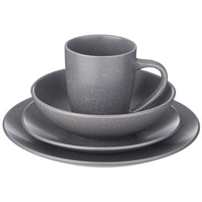 НАБОР ПОСУДЫ ОБЕДЕННОЙ BRONCO "MOMENTS" НА 4 ПЕР. 16 ПР. СЕРЫЙ (КОР=2НАБ.)