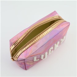 Пенал школьный Lucky, иск. кожа, 18×10×7 см, розовый