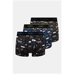 Bokserki bawełniane męskie z domieszką elastanu z motywem górskim (3-pack) kolor multicolor