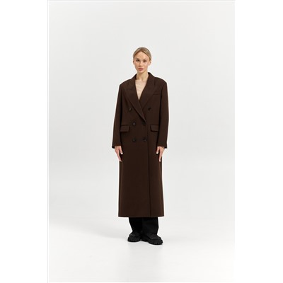 Пальто женское демисезонное 26830 (шоколад/рубчик)