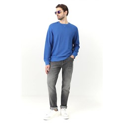 Longsleeve bawełniany męski z fakturą kolor niebieski