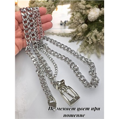 Пояс женский цепочка  с пряжкой цвет серебро модель 8