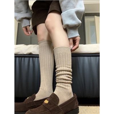 Woolen demi-season Japanese colored socks, increased thickness, internet celebrity, mid-length