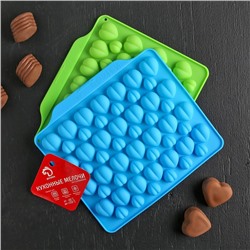 Форма для шоколада Доляна «Море сердец», силикон, 18×15×1 см, 52 ячейки, МИКС