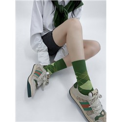 Retro cotton demi-season brand Japanese knee socks, mid-length