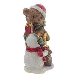 Фигурка декоративная "Мишка и снеговик", L8 W5 H10 см