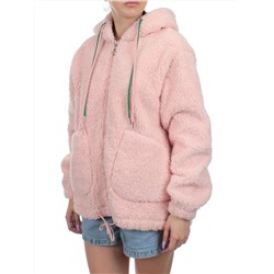 1003 PINK Куртка плюшевая демисезонная (65% хлопок, 35% полиэстер) оверсайз 44-54