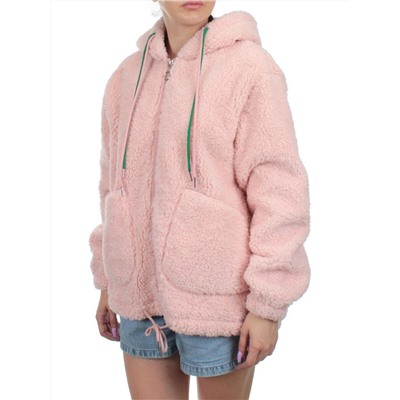 1003 PINK Куртка плюшевая демисезонная (65% хлопок, 35% полиэстер) оверсайз 44-54
