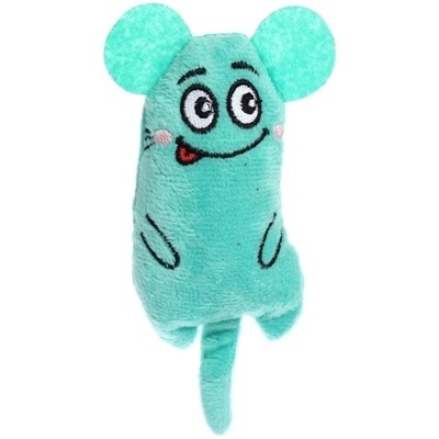 Игрушка для кошек мягкая "Мышка", цвет голубой, 14*5см/14гр (лейбл)