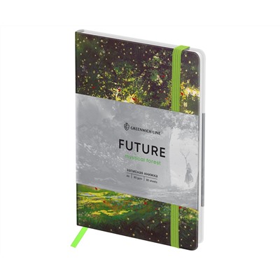 Записная книжка А6 80л. ЛАЙТ, кожзам, Greenwich Line "Mystical forest", с резинкой, тиснение фольгой, блок в клетку