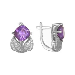 Серьги 'Младица' с аметистом и фианитами ТГСК.773АМ2.32