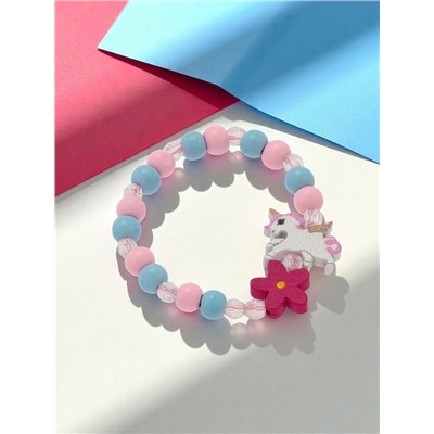 Браслет детский «Выбражулька» единорог с цветком, d=5 см. МИКС