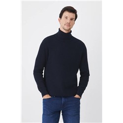 Sweter bawełniany męski z fakturą  kolor granatowy