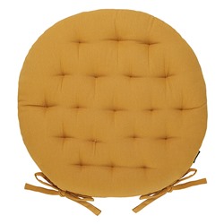 Подушка на стул круглая из хлопка цвета карри из коллекции Essential, 35 см