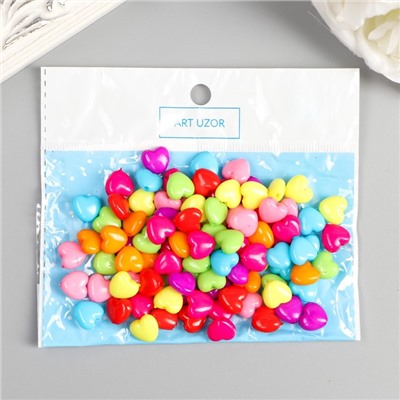 Набор бусин для рукоделия и плетения «Арт Узор. Сердечко пузатое», цветные, 100 шт. 1×1.1 см