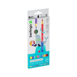 Карандаши цветные двусторонние Berlingo "SuperSoft. Duo", 24цв., 12шт., трехгр., заточ., европодвес