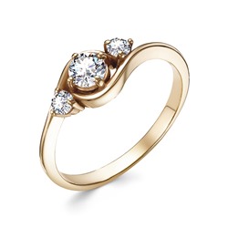 Кольцо с фианитом позолоченное серебро 925*