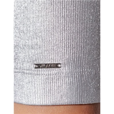 Футболка облегающая из хлопка в рубчик с U вырезом и матовым покрытием металлик