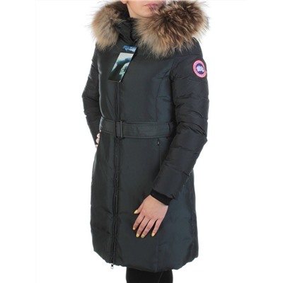 YW-17013 DK. GRAY Пальто женское зимнее (био-пух, натуральный мех лисицы)