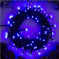 Гирлянда «Нить» 10 м, IP20, тёмная нить, 100 LED, 8 режимов, 220 В, свечение синее