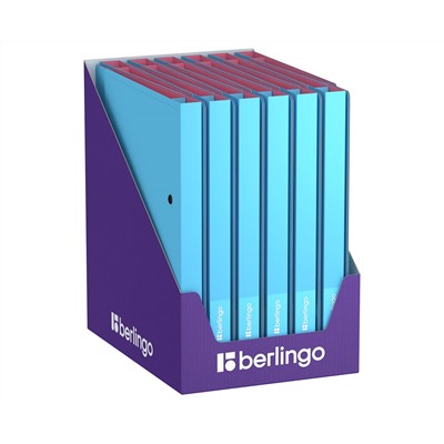 Папка на 2 кольцах Berlingo "Haze" А4, 24мм, 600мкм, D-кольца, с внутр. карманом, голубая, софт-тач