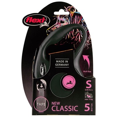 Рулетка Flexi New Classic S (до 15 кг) 5 м лента, черная