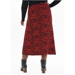 Papaya Curve Animal Print Button Front Midi Skirt